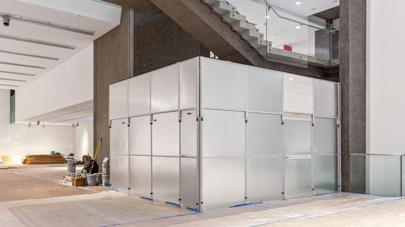 Temporary containment walls for Phoenix Art Museum Renovations