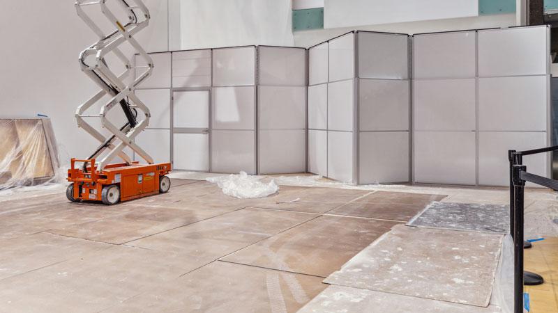 Temporary containment walls for Phoenix Art Museum Renovations