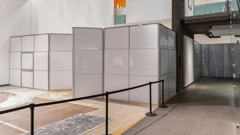 Temporary containment walls for Phoenix Art Museum Renovations