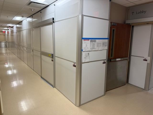 Temporary wall containment installed during hospital renovation in Marble Falls, Texas