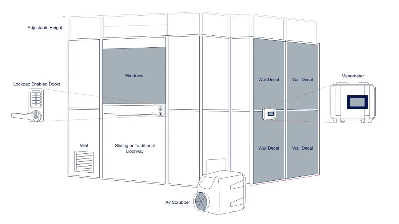 Workers installing modular containment walls