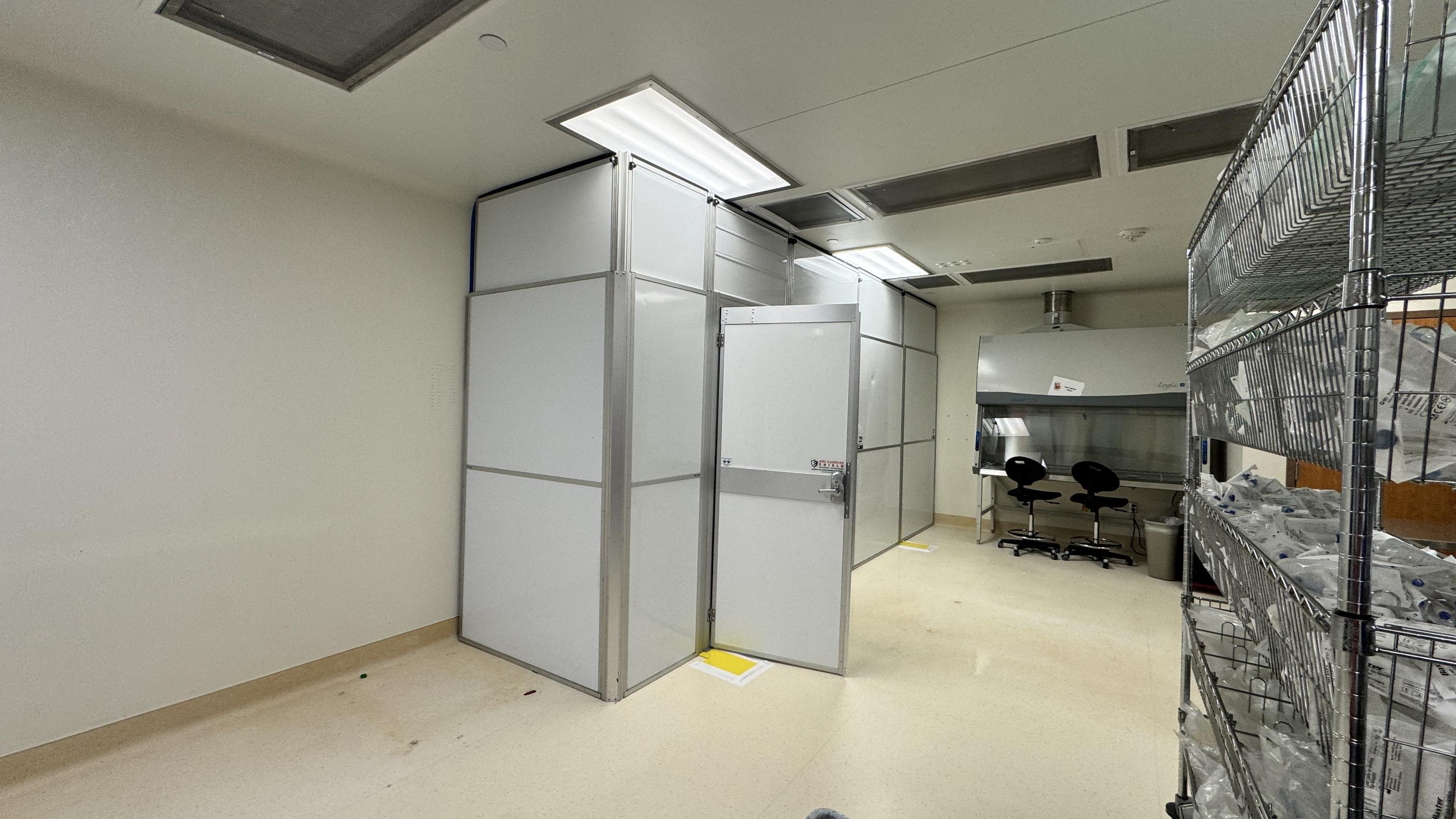 Four modular hard wall containments installed by TWS North Dallas during renovation