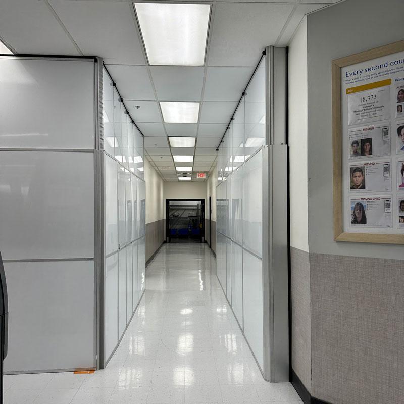 hallway with two temporary walls