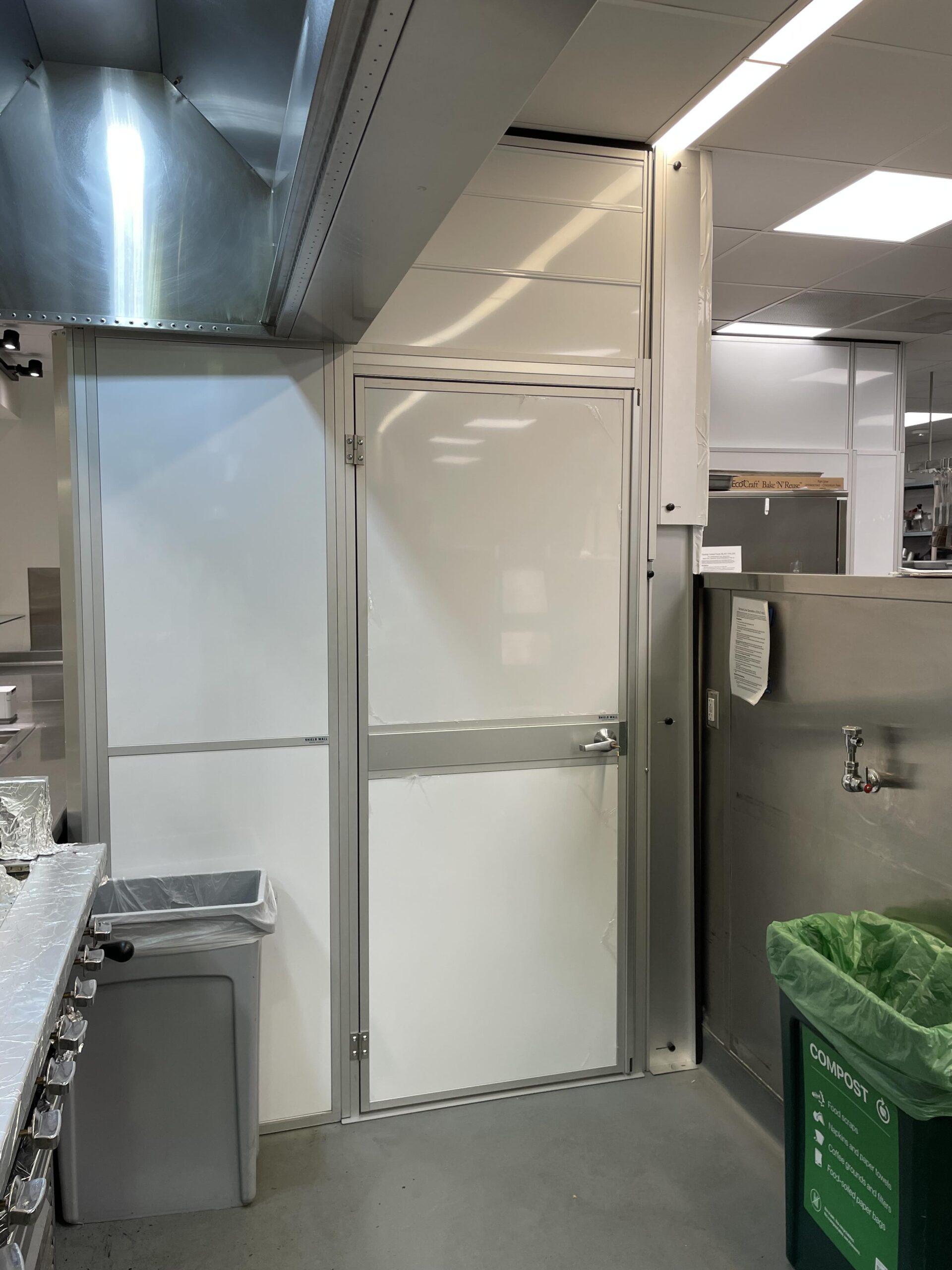 white temporary door kitchen