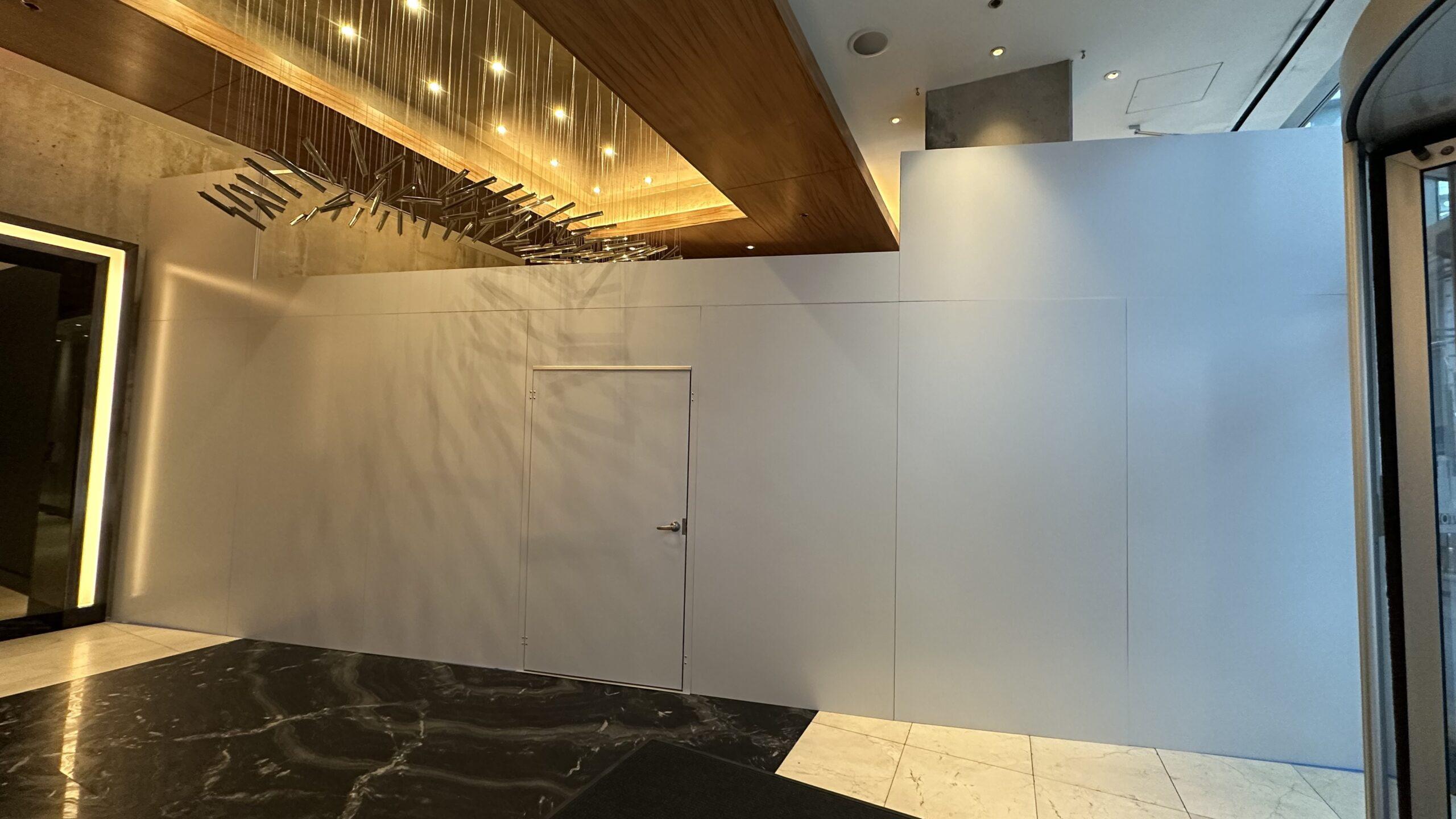 Temporary Walls for Hotel Lobby Entrance Renovation