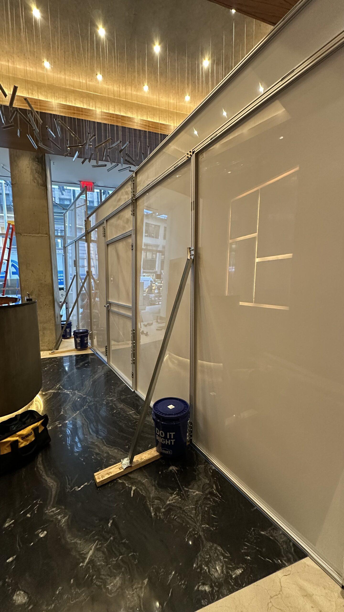 Temporary Walls for Hotel Lobby Entrance Renovation