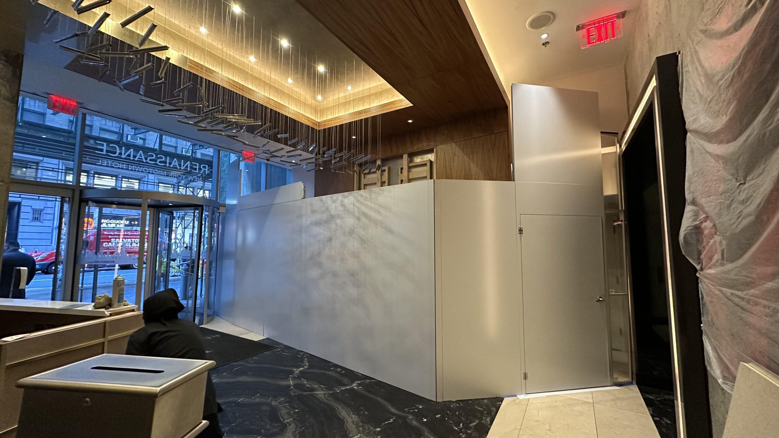 Temporary Walls for Hotel Lobby Entrance Renovation