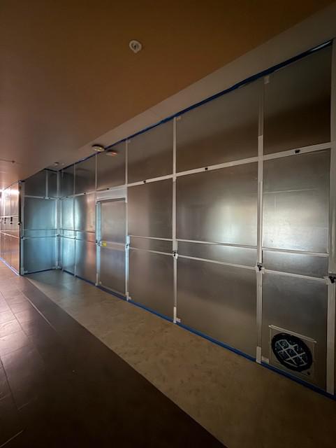 Healthcare containment installed in active patient areas during hospital renovation at Baylor Scott & White Cancer Center