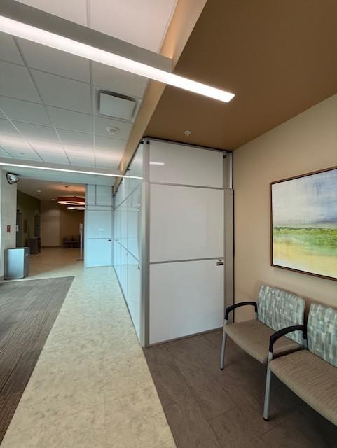 Professional hospital renovation containment supporting construction in lobby and hallway spaces