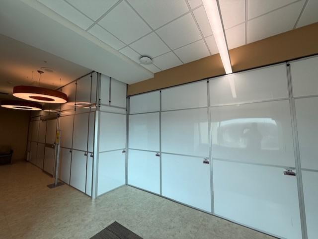 ICRA walls in hospital hallway from renovation work.