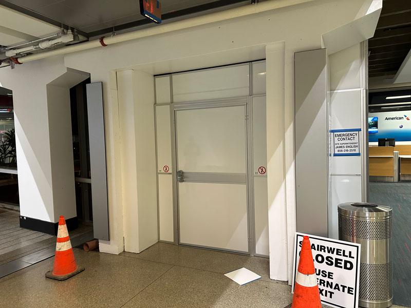 white temporary door wall terminal A