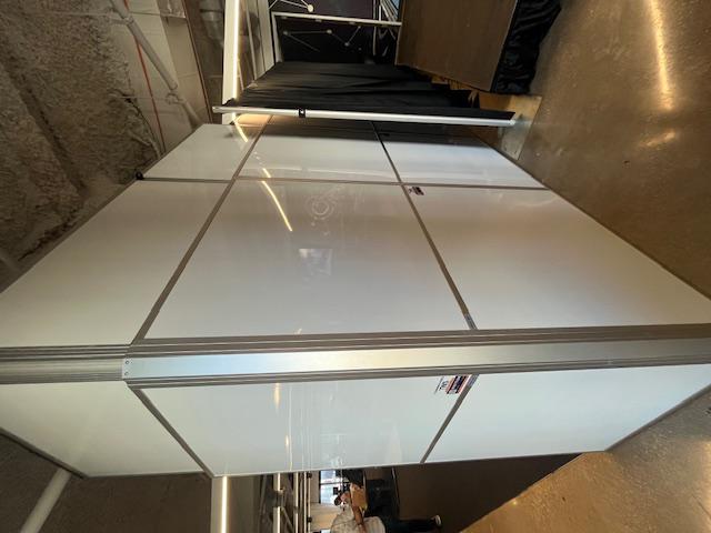 Professional temporary partition used inside an active coworking and event space in Austin