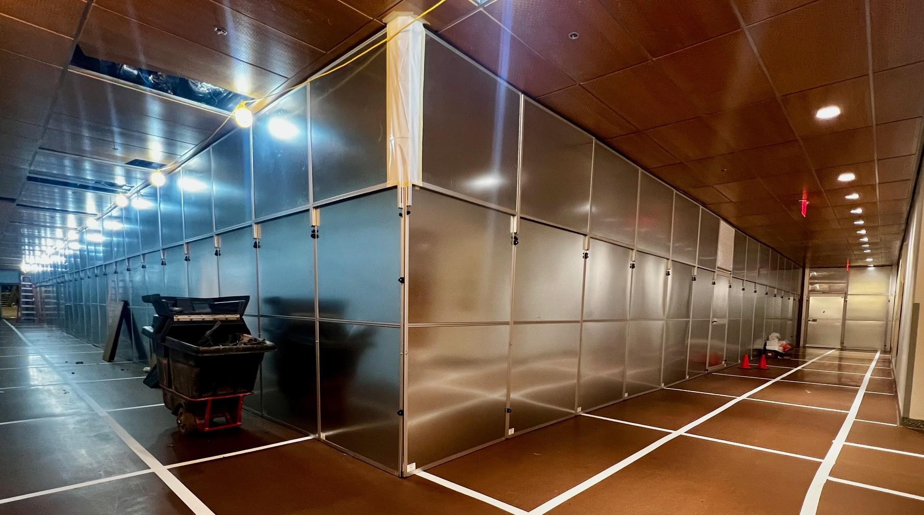 silver temporary walls two sides