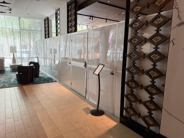 Temporary wall containment installed for restaurant renovation at The Westin Austin Downtown in Austin, Texas