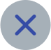 Icon of a dark blue X on a light blue background.