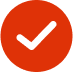 Icon of a white checkmark on a red background.