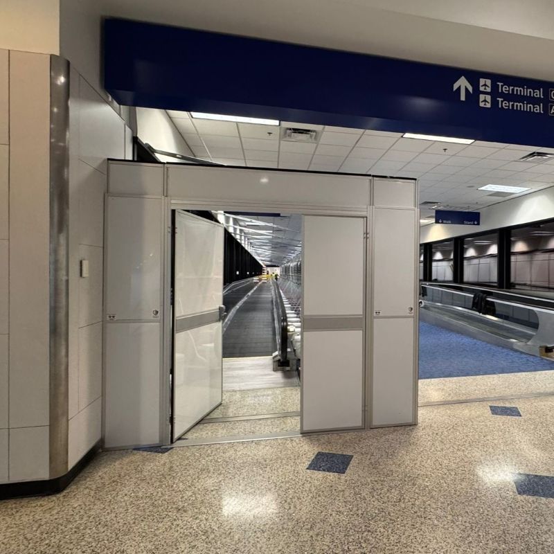 Dallas Fort Worth Airport with temporary walls