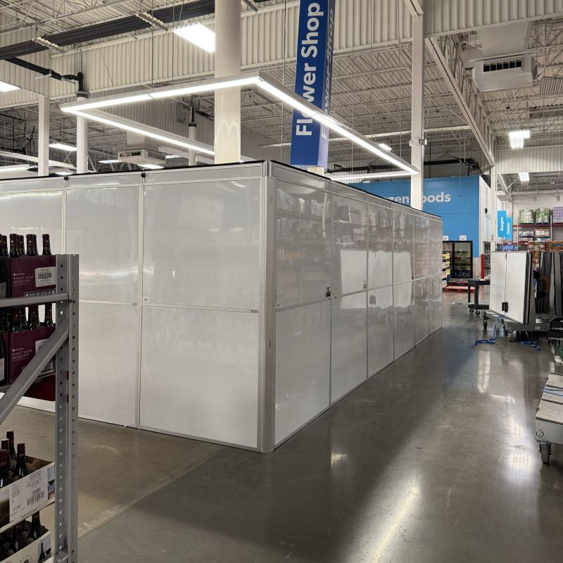 temporary wall systems in a sams club